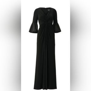 Adrianna Papell long black sophisticated dress with twist front